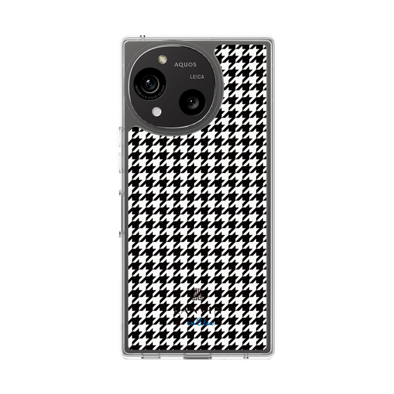 スリムプロテクションケース［ Houndstooth Pattern Black with LANVIN en Bleu logo- ランバン 千鳥格子柄 ブラック ］