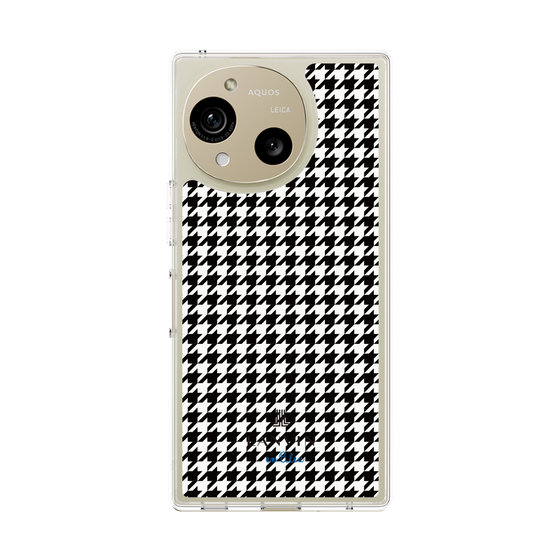 スリムプロテクションケース［ Houndstooth Pattern Black with LANVIN en Bleu logo- ランバン 千鳥格子柄 ブラック ］