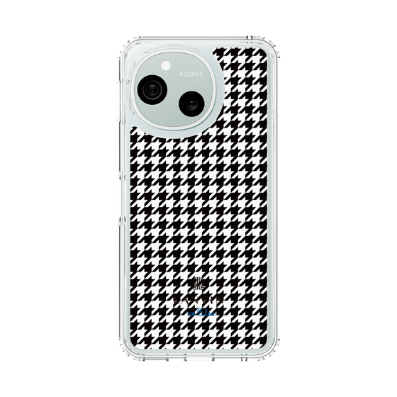 スリムプロテクションケース［ Houndstooth Pattern Black with LANVIN en Bleu logo- ランバン 千鳥格子柄 ブラック ］