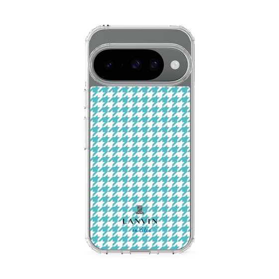 スリムプロテクションケース［ Houndstooth Pattern Blue with LANVIN en Bleu logo- ランバン 千鳥格子柄 ブルー ］