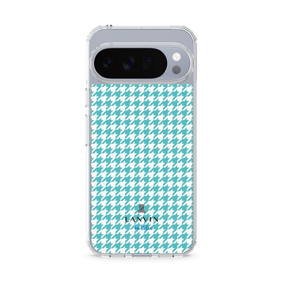 スリムプロテクションケース［ Houndstooth Pattern Blue with LANVIN en Bleu logo- ランバン 千鳥格子柄 ブルー ］