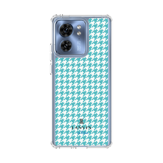 スリムプロテクションケース［ Houndstooth Pattern Blue with LANVIN en Bleu logo- ランバン 千鳥格子柄 ブルー ］