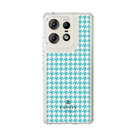 スリムプロテクションケース［ Houndstooth Pattern Blue with LANVIN en Bleu logo- ランバン 千鳥格子柄 ブルー ］