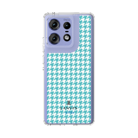 スリムプロテクションケース［ Houndstooth Pattern Blue with LANVIN en Bleu logo- ランバン 千鳥格子柄 ブルー ］
