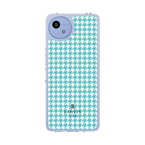 スリムプロテクションケース［ Houndstooth Pattern Blue with LANVIN en Bleu logo- ランバン 千鳥格子柄 ブルー ］
