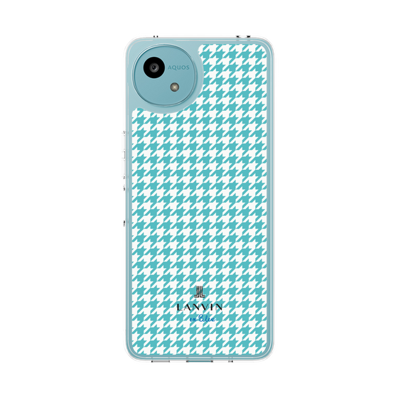 スリムプロテクションケース［ Houndstooth Pattern Blue with LANVIN en Bleu logo- ランバン 千鳥格子柄 ブルー ］