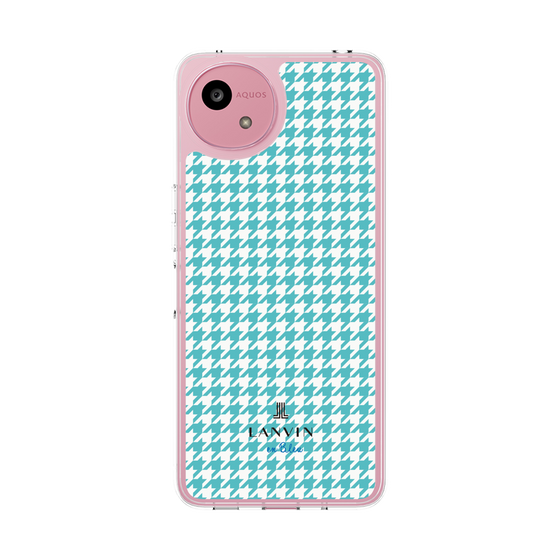 スリムプロテクションケース［ Houndstooth Pattern Blue with LANVIN en Bleu logo- ランバン 千鳥格子柄 ブルー ］