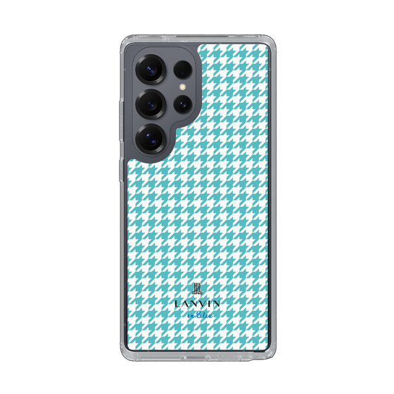 スリムプロテクションケース［ Houndstooth Pattern Blue with LANVIN en Bleu logo- ランバン 千鳥格子柄 ブルー ］