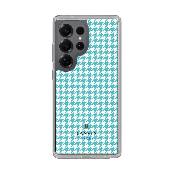 スリムプロテクションケース［ Houndstooth Pattern Blue with LANVIN en Bleu logo- ランバン 千鳥格子柄 ブルー ］