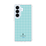 スリムプロテクションケース［ Houndstooth Pattern Blue with LANVIN en Bleu logo- ランバン 千鳥格子柄 ブルー ］