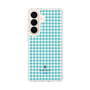 スリムプロテクションケース［ Houndstooth Pattern Blue with LANVIN en Bleu logo- ランバン 千鳥格子柄 ブルー ］