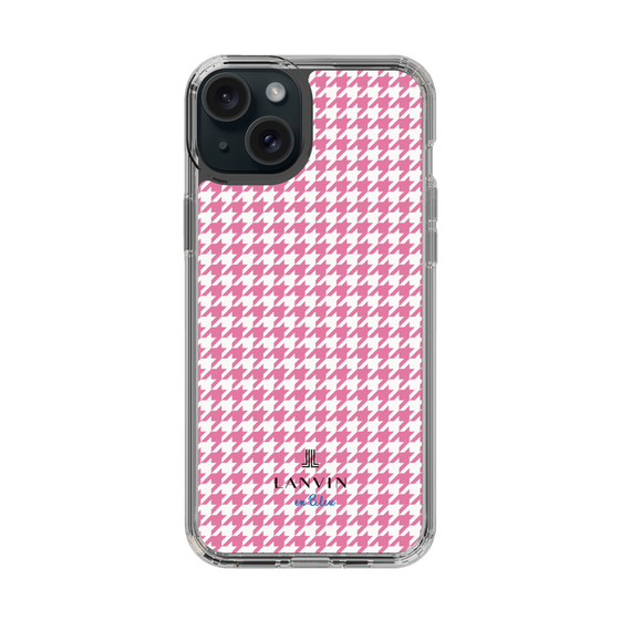 スリムプロテクションケース［ Houndstooth Pattern Pink with LANVIN en Bleu logo- ランバン 千鳥格子柄 ピンク ］