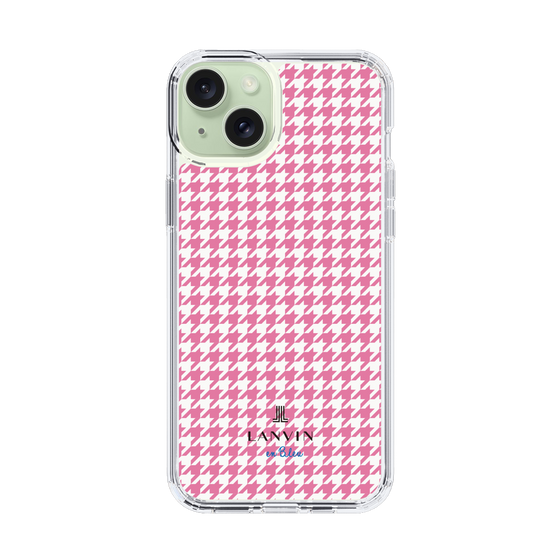 スリムプロテクションケース［ Houndstooth Pattern Pink with LANVIN en Bleu logo- ランバン 千鳥格子柄 ピンク ］