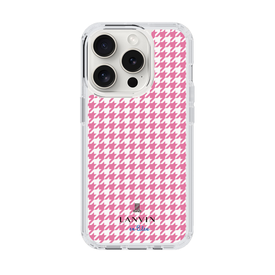 スリムプロテクションケース［ Houndstooth Pattern Pink with LANVIN en Bleu logo- ランバン 千鳥格子柄 ピンク ］