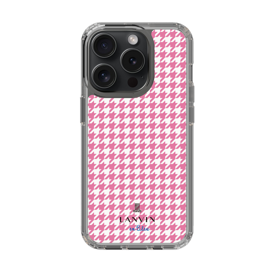 スリムプロテクションケース［ Houndstooth Pattern Pink with LANVIN en Bleu logo- ランバン 千鳥格子柄 ピンク ］