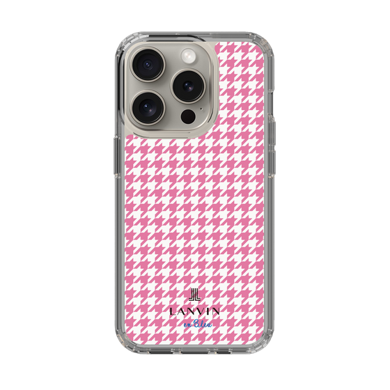 スリムプロテクションケース［ Houndstooth Pattern Pink with LANVIN en Bleu logo- ランバン 千鳥格子柄 ピンク ］