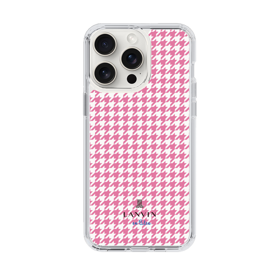 スリムプロテクションケース［ Houndstooth Pattern Pink with LANVIN en Bleu logo- ランバン 千鳥格子柄 ピンク ］