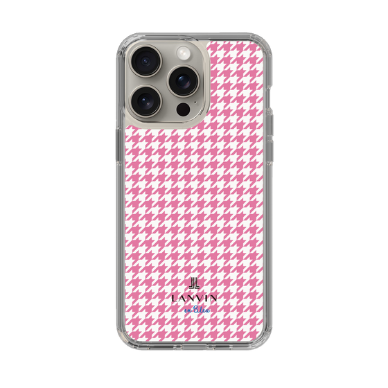 スリムプロテクションケース［ Houndstooth Pattern Pink with LANVIN en Bleu logo- ランバン 千鳥格子柄 ピンク ］