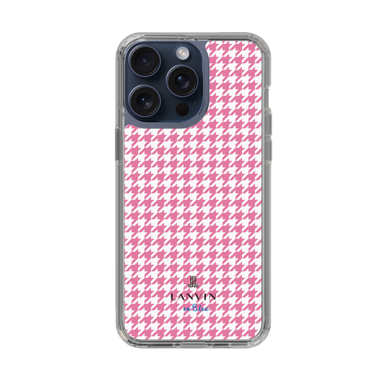 スリムプロテクションケース［ Houndstooth Pattern Pink with LANVIN en Bleu logo- ランバン 千鳥格子柄 ピンク ］