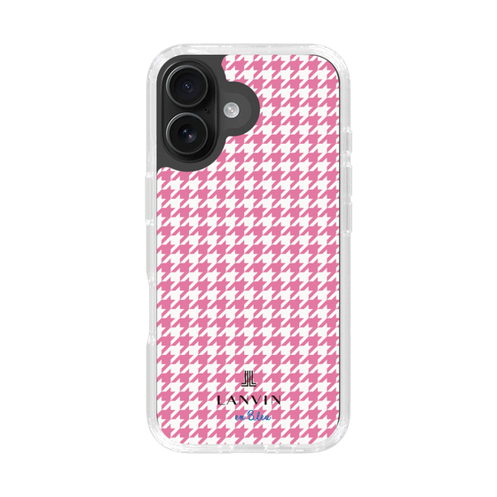 スリムプロテクションケース［ Houndstooth Pattern Pink with LANVIN en Bleu logo- ランバン 千鳥格子柄 ピンク ］