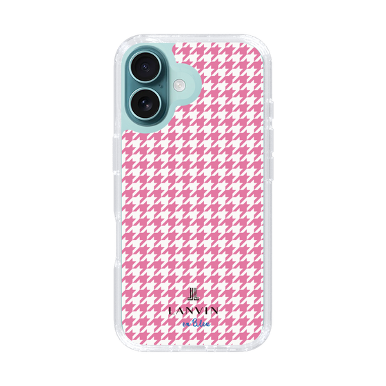 スリムプロテクションケース［ Houndstooth Pattern Pink with LANVIN en Bleu logo- ランバン 千鳥格子柄 ピンク ］