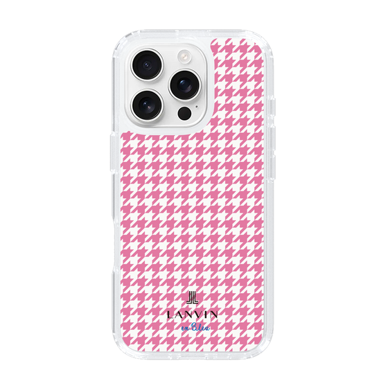 スリムプロテクションケース［ Houndstooth Pattern Pink with LANVIN en Bleu logo- ランバン 千鳥格子柄 ピンク ］