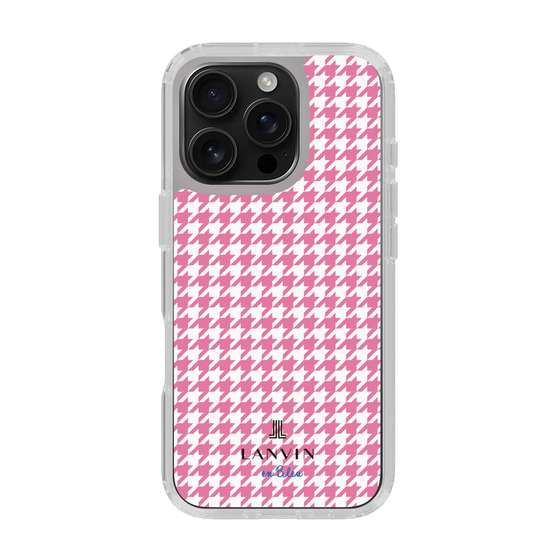 スリムプロテクションケース［ Houndstooth Pattern Pink with LANVIN en Bleu logo- ランバン 千鳥格子柄 ピンク ］