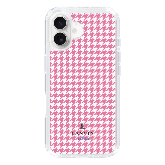 スリムプロテクションケース［ Houndstooth Pattern Pink with LANVIN en Bleu logo- ランバン 千鳥格子柄 ピンク ］