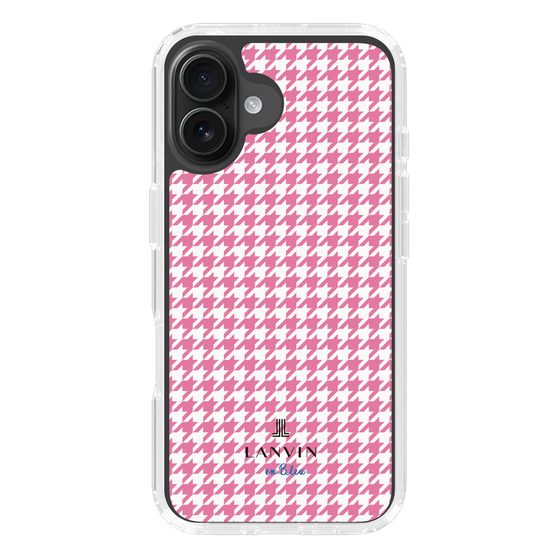 スリムプロテクションケース［ Houndstooth Pattern Pink with LANVIN en Bleu logo- ランバン 千鳥格子柄 ピンク ］