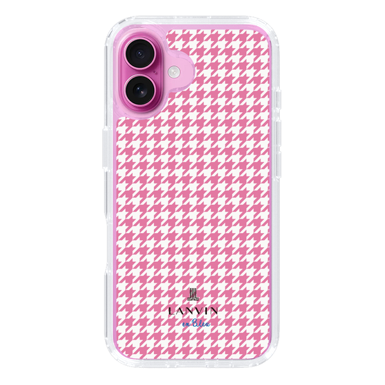 スリムプロテクションケース［ Houndstooth Pattern Pink with LANVIN en Bleu logo- ランバン 千鳥格子柄 ピンク ］