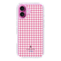 スリムプロテクションケース［ Houndstooth Pattern Pink with LANVIN en Bleu logo- ランバン 千鳥格子柄 ピンク ］