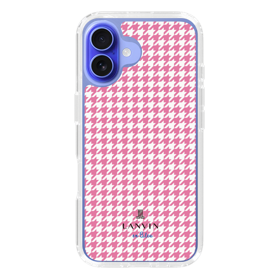 スリムプロテクションケース［ Houndstooth Pattern Pink with LANVIN en Bleu logo- ランバン 千鳥格子柄 ピンク ］