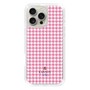 スリムプロテクションケース［ Houndstooth Pattern Pink with LANVIN en Bleu logo- ランバン 千鳥格子柄 ピンク ］