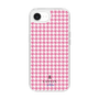 スリムプロテクションケース［ Houndstooth Pattern Pink with LANVIN en Bleu logo- ランバン 千鳥格子柄 ピンク ］