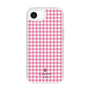 スリムプロテクションケース［ Houndstooth Pattern Pink with LANVIN en Bleu logo- ランバン 千鳥格子柄 ピンク ］