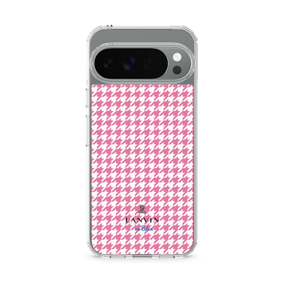 スリムプロテクションケース［ Houndstooth Pattern Pink with LANVIN en Bleu logo- ランバン 千鳥格子柄 ピンク ］