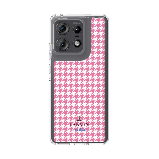 スリムプロテクションケース［ Houndstooth Pattern Pink with LANVIN en Bleu logo- ランバン 千鳥格子柄 ピンク ］