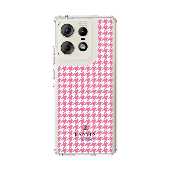 スリムプロテクションケース［ Houndstooth Pattern Pink with LANVIN en Bleu logo- ランバン 千鳥格子柄 ピンク ］