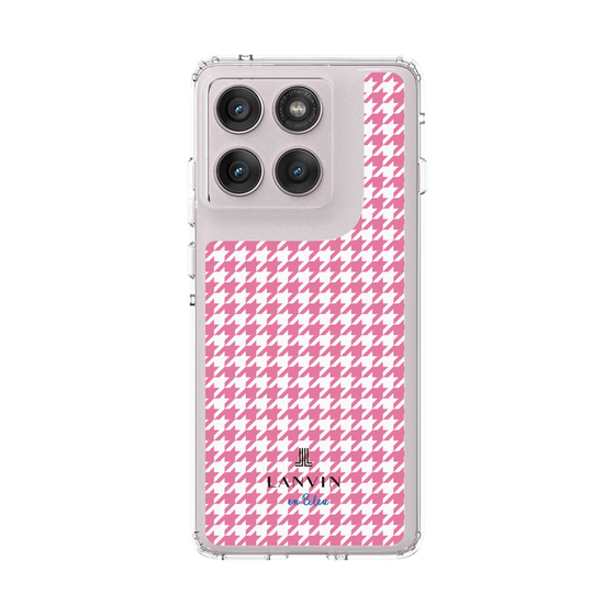 スリムプロテクションケース［ Houndstooth Pattern Pink with LANVIN en Bleu logo- ランバン 千鳥格子柄 ピンク ］