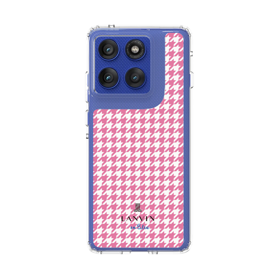 スリムプロテクションケース［ Houndstooth Pattern Pink with LANVIN en Bleu logo- ランバン 千鳥格子柄 ピンク ］