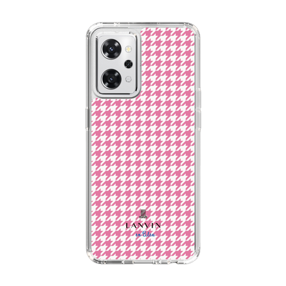 スリムプロテクションケース［ Houndstooth Pattern Pink with LANVIN en Bleu logo- ランバン 千鳥格子柄 ピンク ］