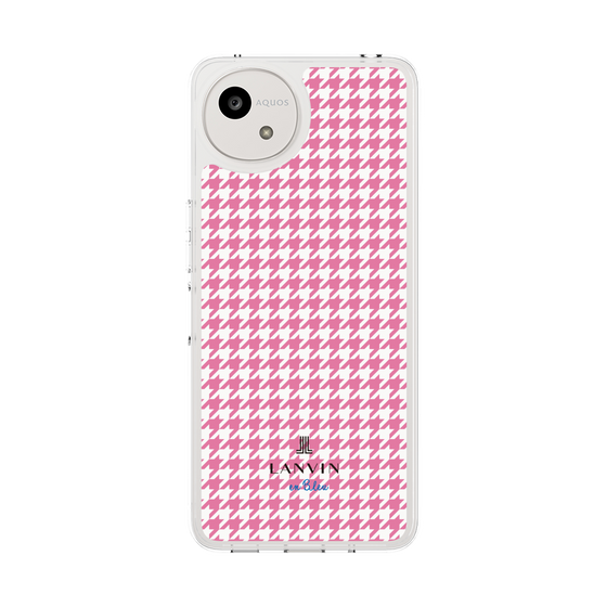 スリムプロテクションケース［ Houndstooth Pattern Pink with LANVIN en Bleu logo- ランバン 千鳥格子柄 ピンク ］