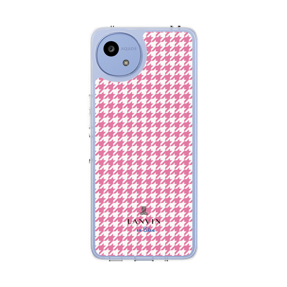 スリムプロテクションケース［ Houndstooth Pattern Pink with LANVIN en Bleu logo- ランバン 千鳥格子柄 ピンク ］