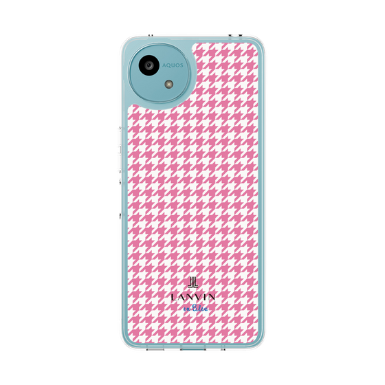 スリムプロテクションケース［ Houndstooth Pattern Pink with LANVIN en Bleu logo- ランバン 千鳥格子柄 ピンク ］