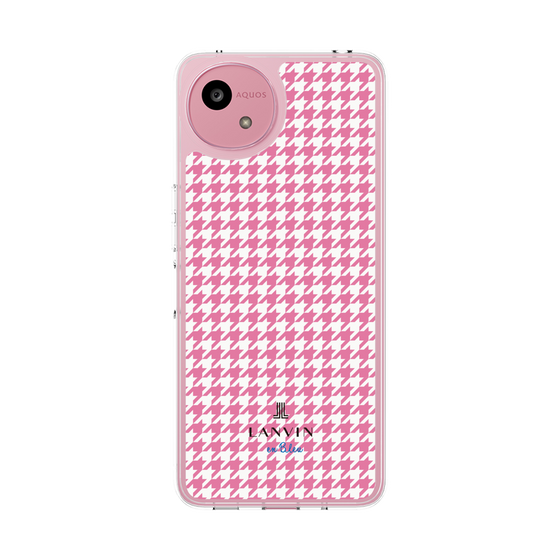 スリムプロテクションケース［ Houndstooth Pattern Pink with LANVIN en Bleu logo- ランバン 千鳥格子柄 ピンク ］