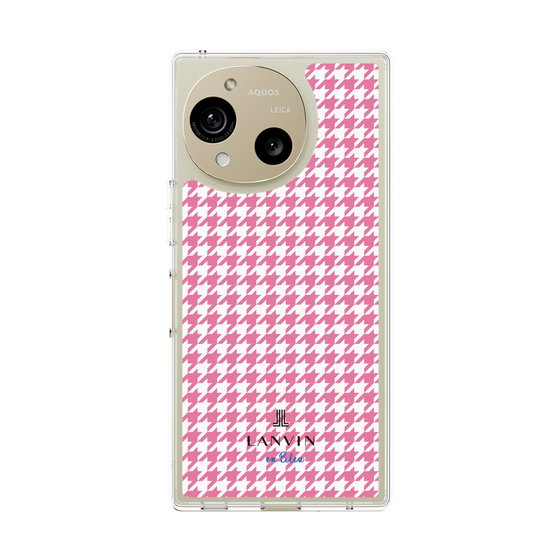 スリムプロテクションケース［ Houndstooth Pattern Pink with LANVIN en Bleu logo- ランバン 千鳥格子柄 ピンク ］