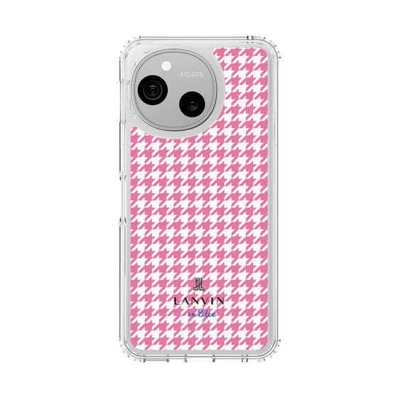 スリムプロテクションケース［ Houndstooth Pattern Pink with LANVIN en Bleu logo- ランバン 千鳥格子柄 ピンク ］