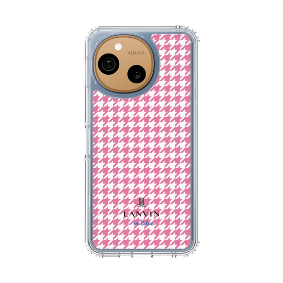 スリムプロテクションケース［ Houndstooth Pattern Pink with LANVIN en Bleu logo- ランバン 千鳥格子柄 ピンク ］