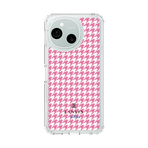 スリムプロテクションケース［ Houndstooth Pattern Pink with LANVIN en Bleu logo- ランバン 千鳥格子柄 ピンク ］