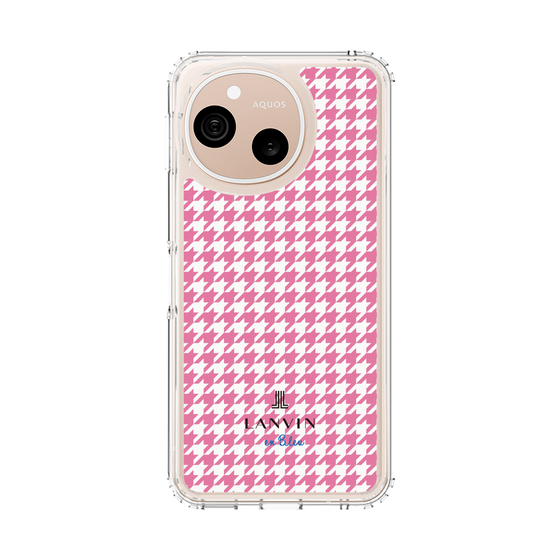 スリムプロテクションケース［ Houndstooth Pattern Pink with LANVIN en Bleu logo- ランバン 千鳥格子柄 ピンク ］